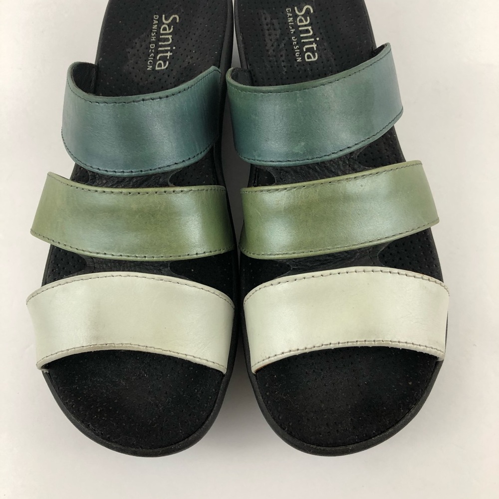 Sanita Slip on Leather Sandals 3 Straps Size 7